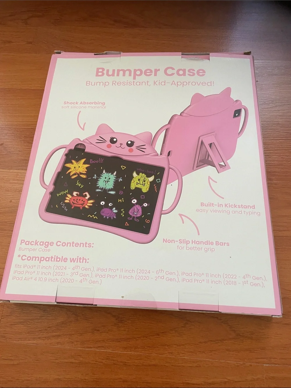 I Pad case Kids Pink Cat Bumper Case - Durable Tablet Cover